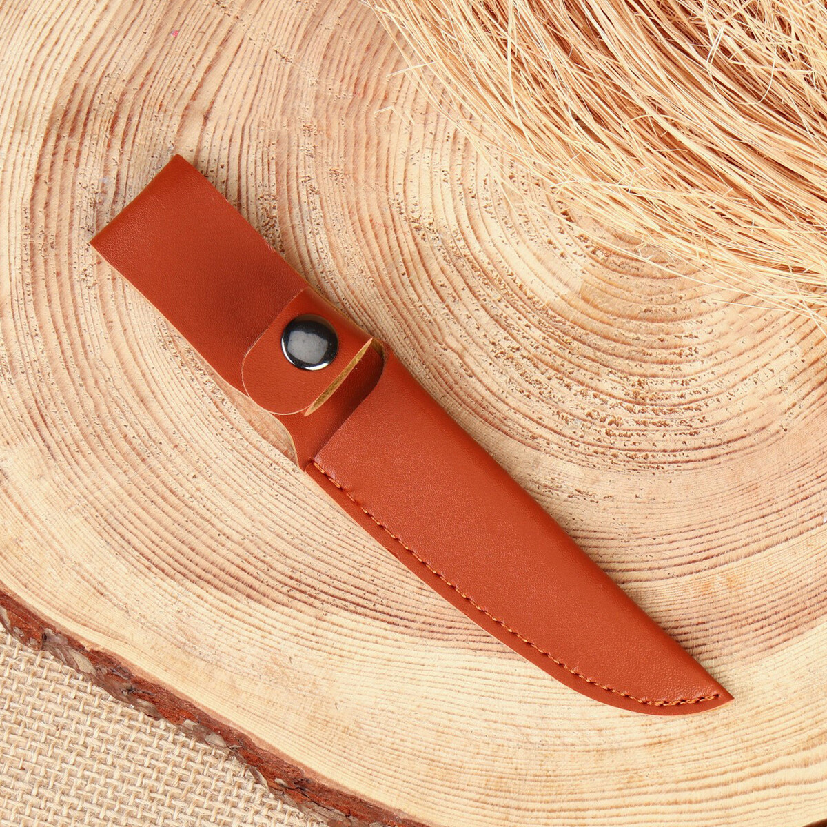 Ножны - чехол для ножа кожаный, под лезвие до 9 х 2.5 см, коричневый No brand