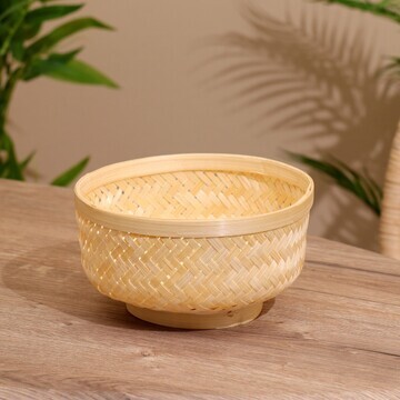 Вазочка плетеная, из бамбука 15х15х7 см