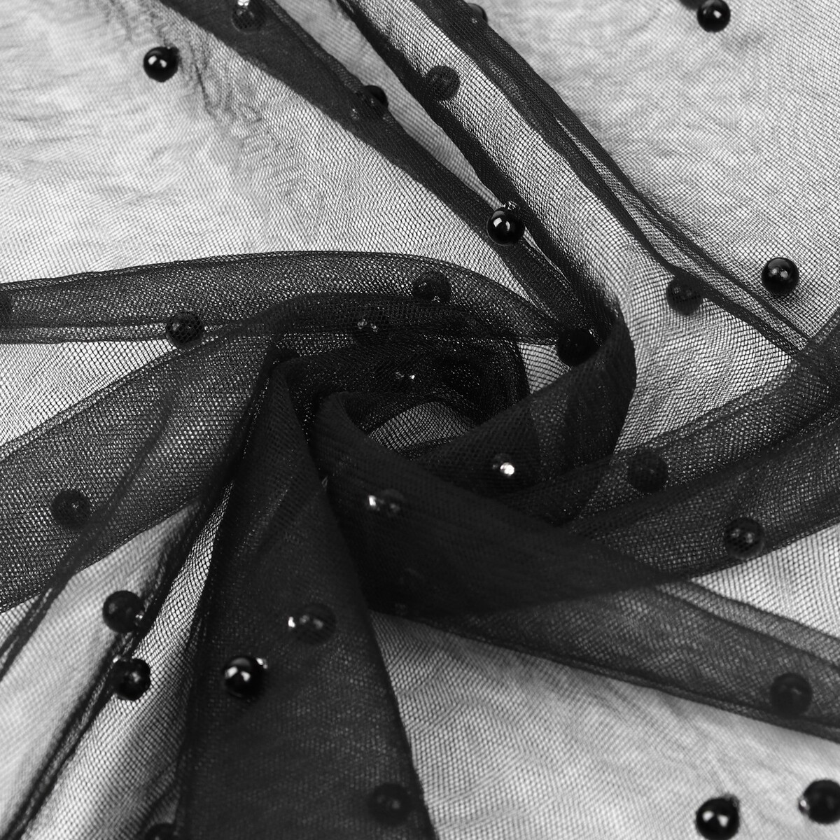 Сетка с бусинами, 150 см, 1 ± 0,2 м, цвет черный