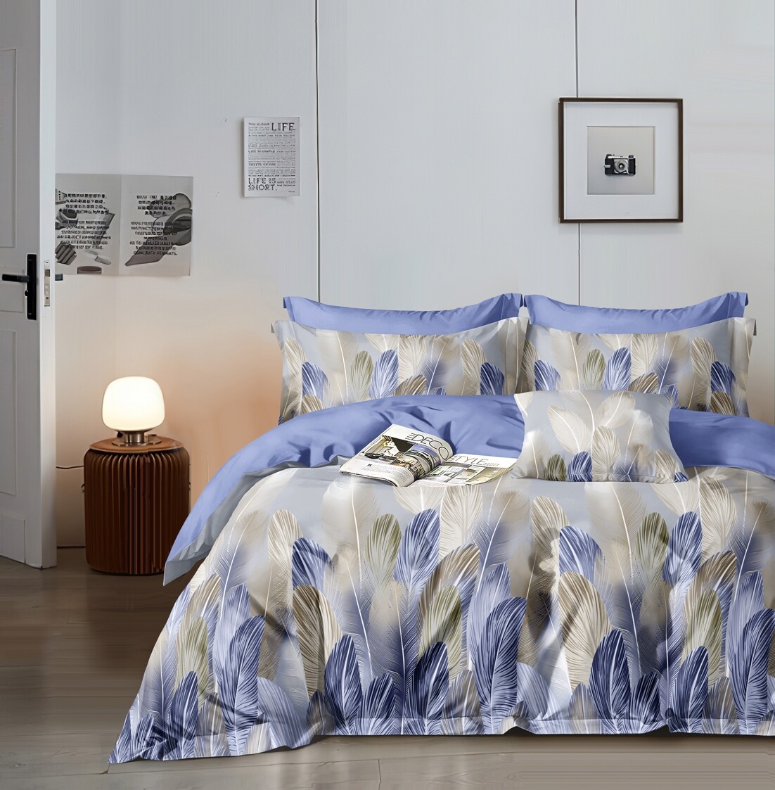 Постельное белье 2-х сп с Евро прост. Viola, цвет голубой, размер 2-спальный с евро простыней