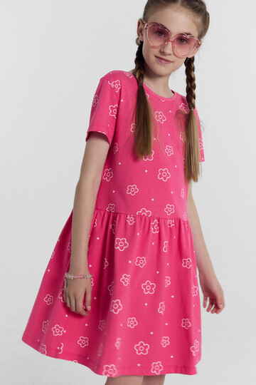 Платье для девочек розовое с ромашками