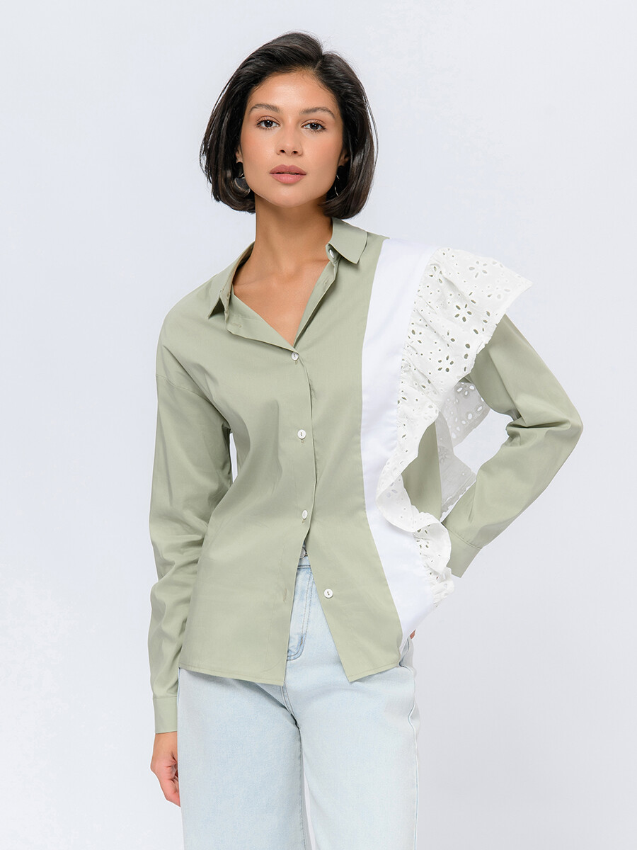 Рубашка 1001 DRESS, размер 48, цвет зеленый
