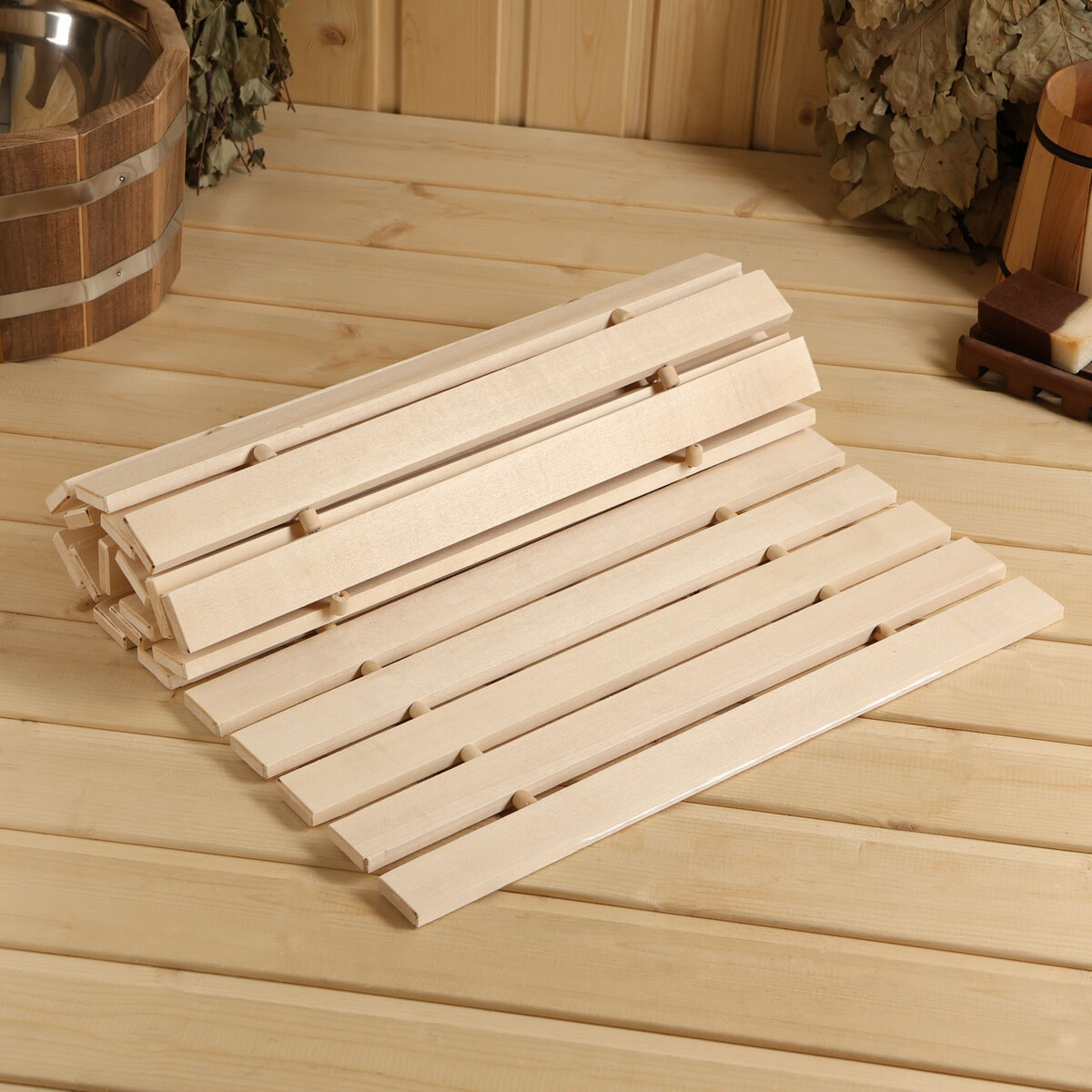 Коврик-лежак для бани, деревянный, 45х100 см