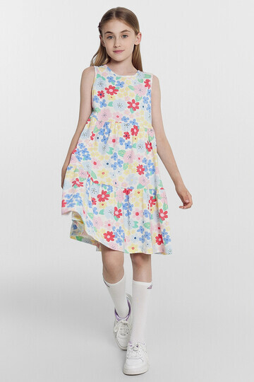 Платье для девочек молочное с цветами