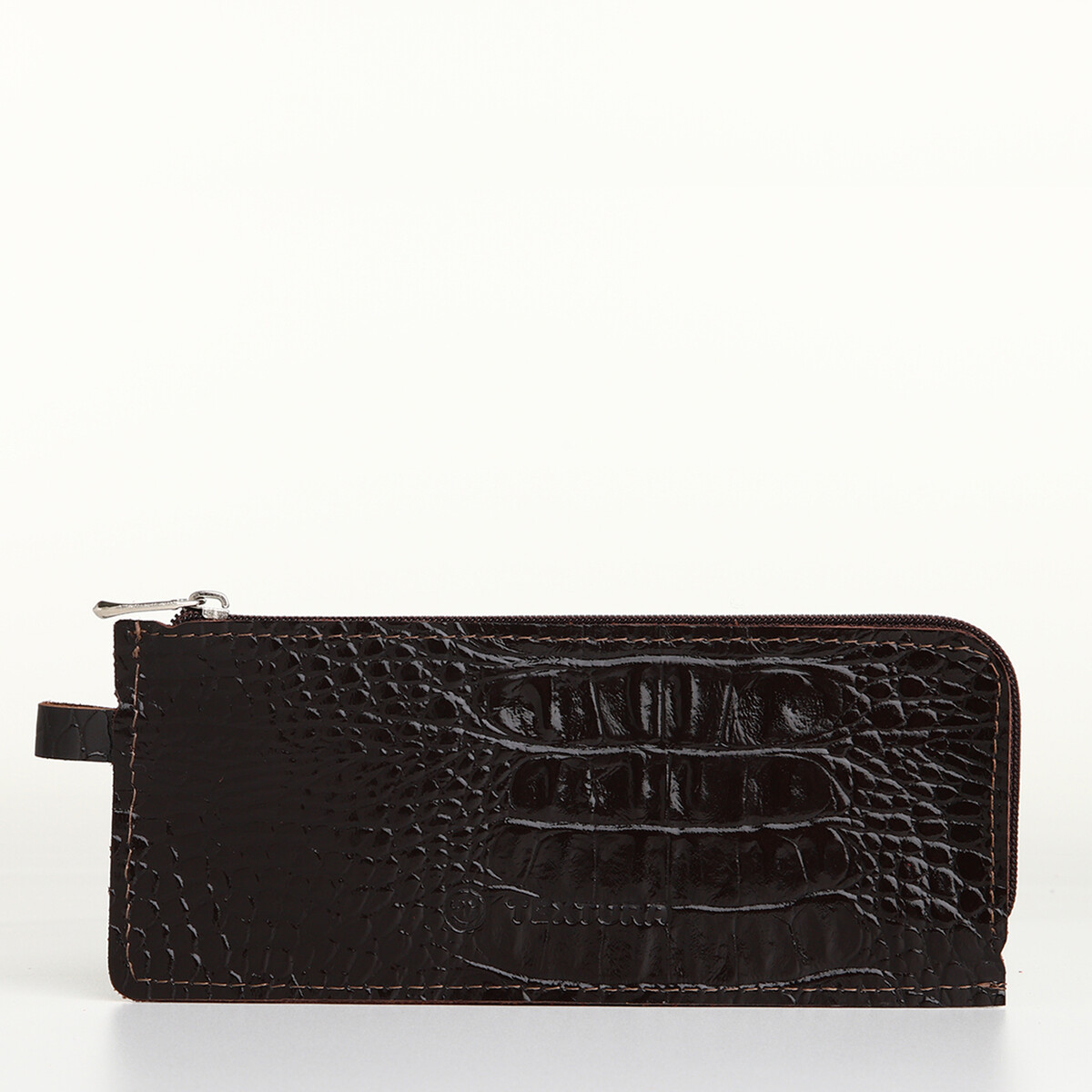 Ключница карманная на молнии, textura, длина 14 см, кольцо, цвет коричневый