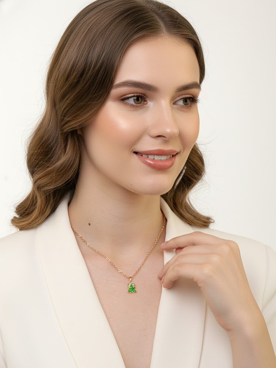 

Кулон на цепочке, Золотистый;зеленый