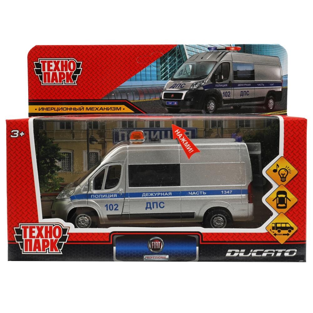 

Машина металлическая с функциями "свет" или "звук" FIAT, Технопарк DUCATO-14SLPOL-SR