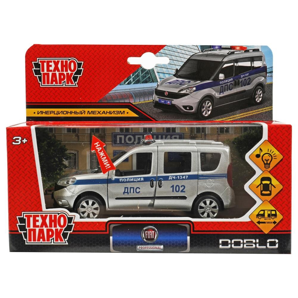 

Машина металлическая с функциями "свет" или "звук" FIAT, Технопарк DOBLO-12SLPOL-SR