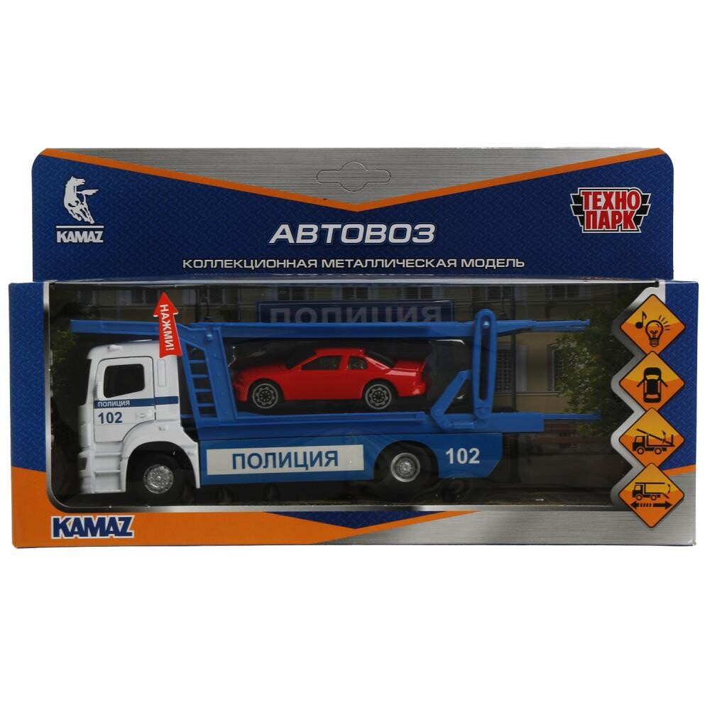 

Машина металлическая с функциями "свет" или "звук" KAMAZ, Технопарк KAMTRANSP-20SLPOL-WH