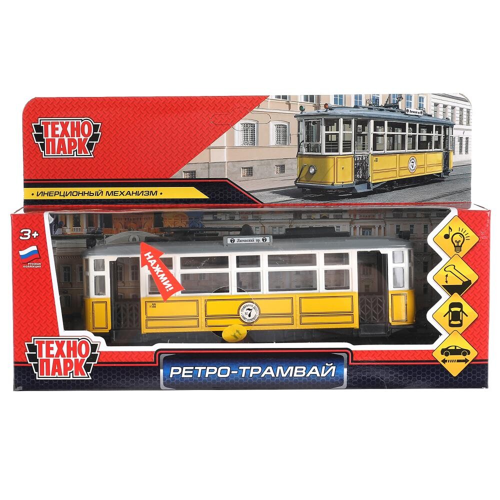 

Машина металлическая с функциями "свет" или "звук" Технопарк TRAMMC1-17SL-YE
