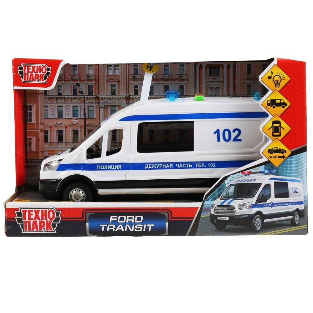 

Инерционный транспорт с функциями "свет" или звук" FORD, Технопарк TRANSITVAN-22PLPOL-WH