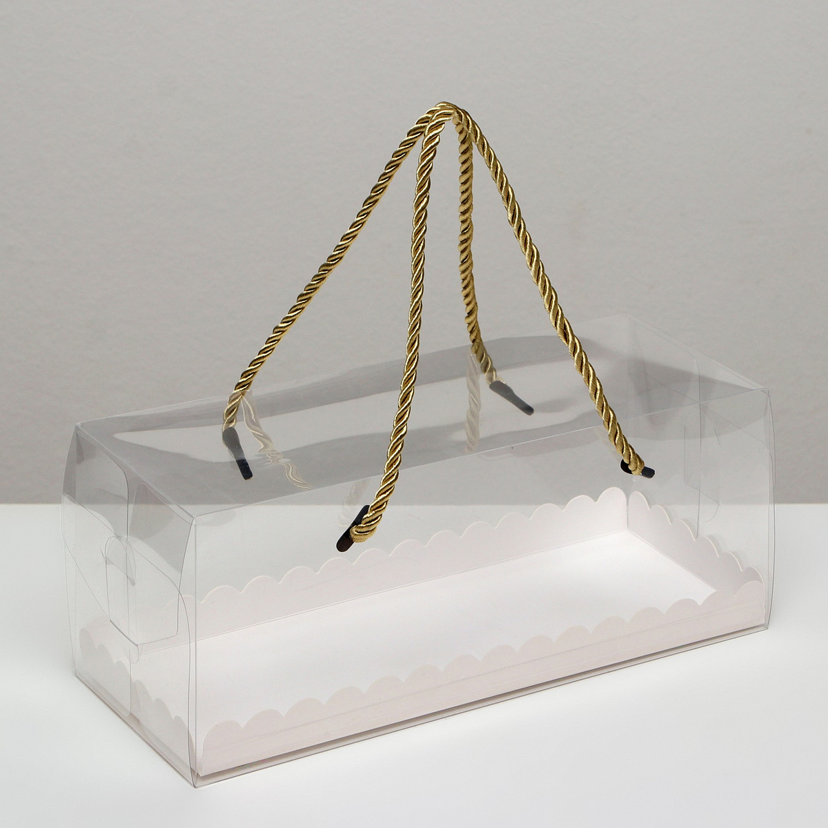 

Коробка под рулет, белая 24.5×10×10. кондитерская упаковка, Прозрачный