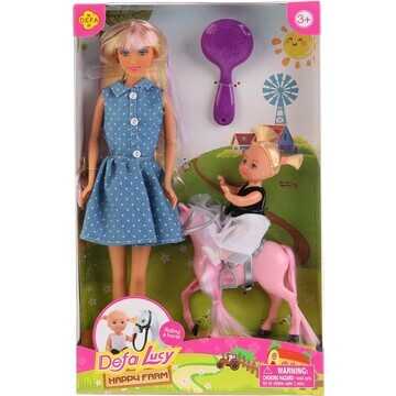 Кукла, с дочкой на лошадке, с аксесс