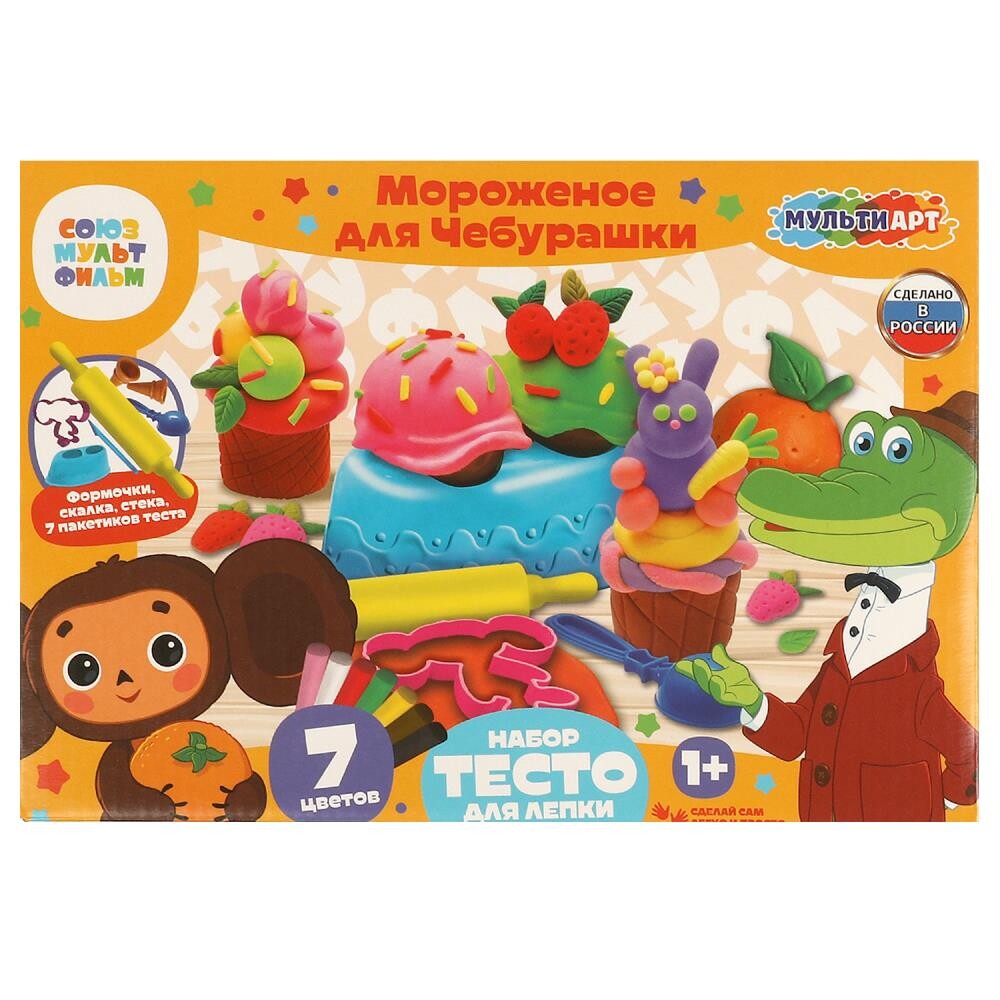 

Тесто для лепки Чебурашка, МУЛЬТИ АРТ PDSET-102032, Разноцветный