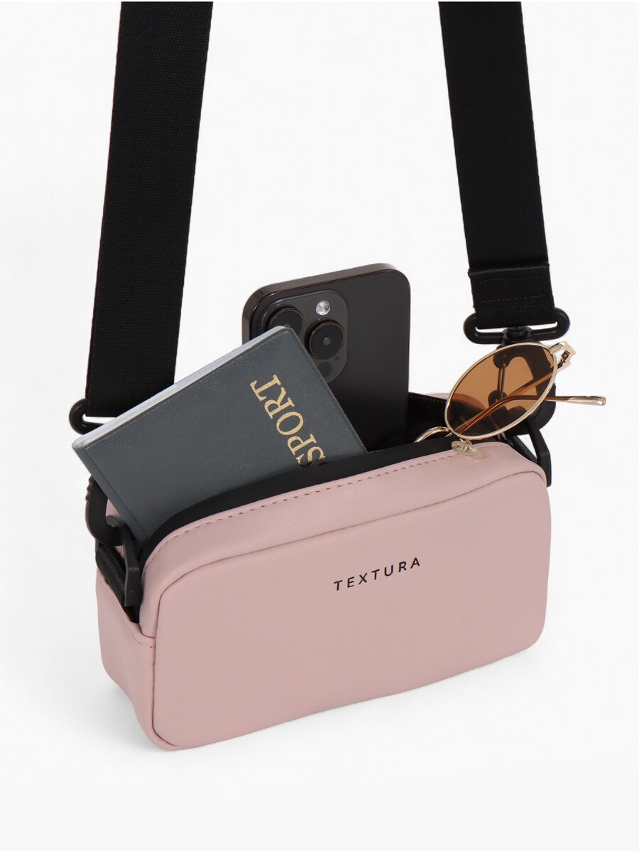 

Сумка женская кросс-боди textura на молнии, 19×6×10.5 см, розовая, Розовый