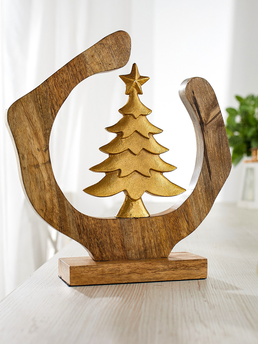 

Сувенир интерьерный в деревянном кольце, Золотистый