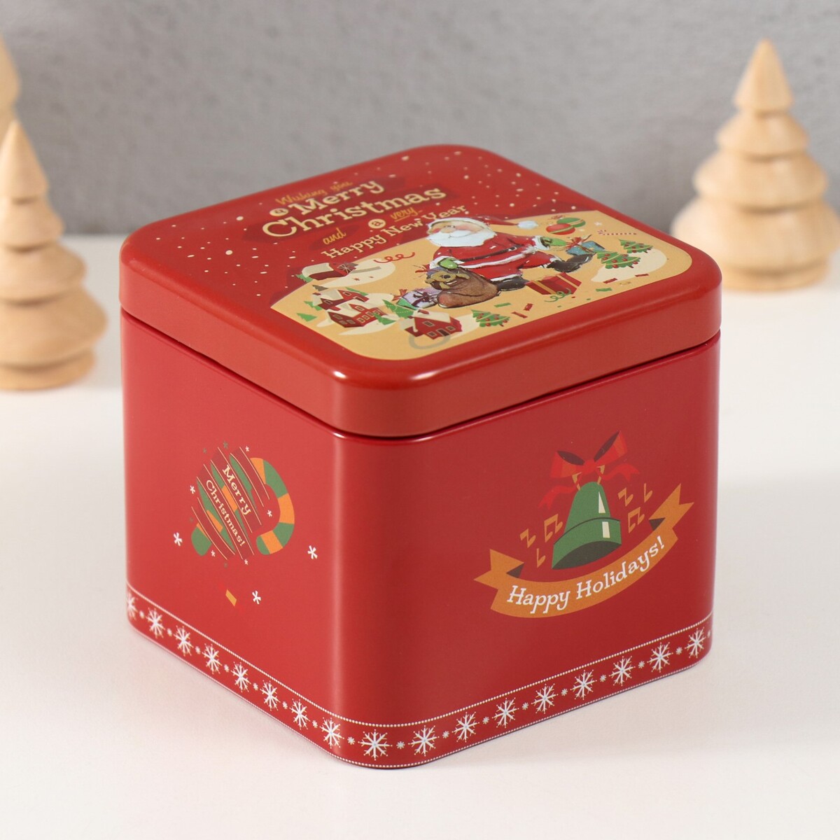 

Шкатулка металл квадрат, Красный