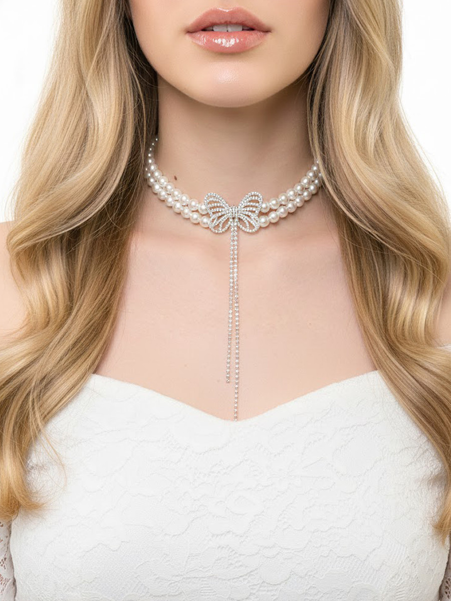 

Колье с жемчугом, Белый;серебристый