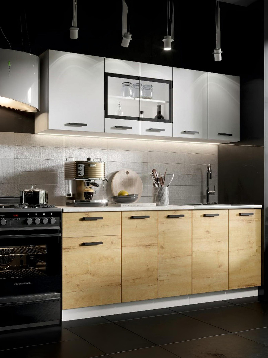 

Кухня прямая, Белый;бежевый