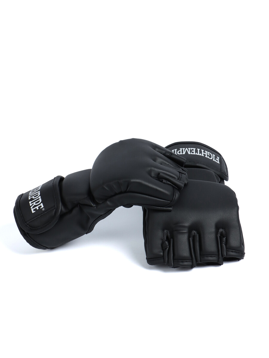 

Перчатки для мма тренировочные fight empire, размер s, черные с белым лого, Черный