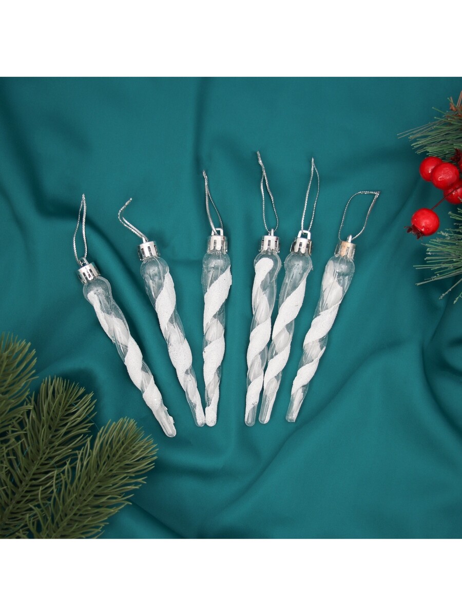 

Ёлочные игрушки набор 6 шт., Белый;прозрачный