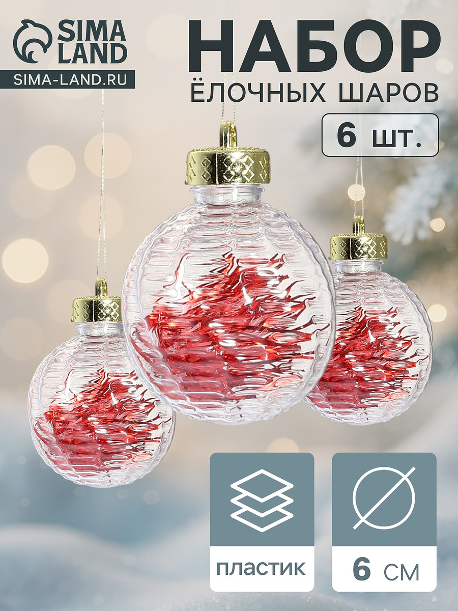 

Ёлочные игрушки, Красный;прозрачный