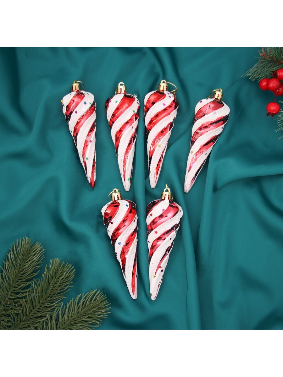 

Ёлочные игрушки набор 6 шт., Разноцветный;красный;белый