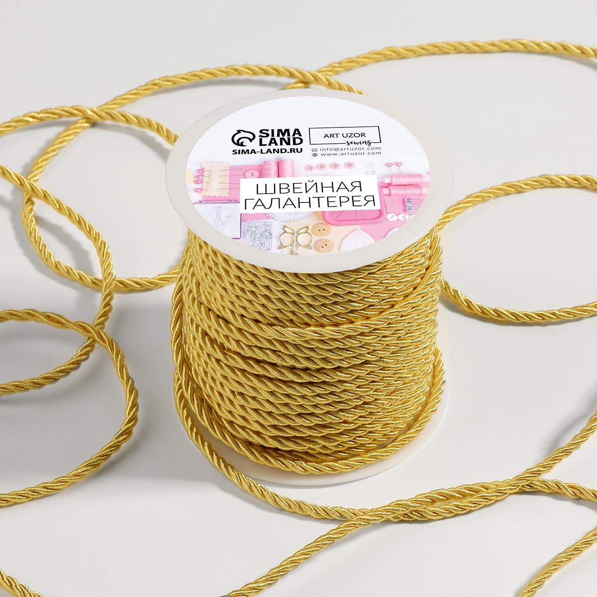 

Шнур витой, d=3 мм, 25 ± 1 м, цвет золотой, Золотистый