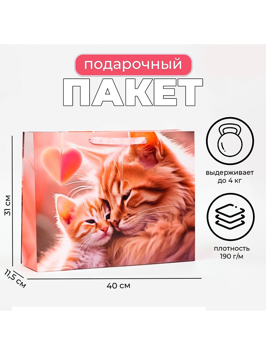 

Пакет подарочный ламинированный горизонтальный, Розовый