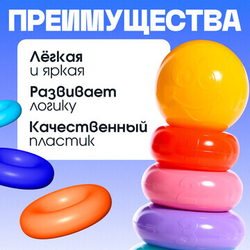 Пирамидка детская, 7 колец, с шаром