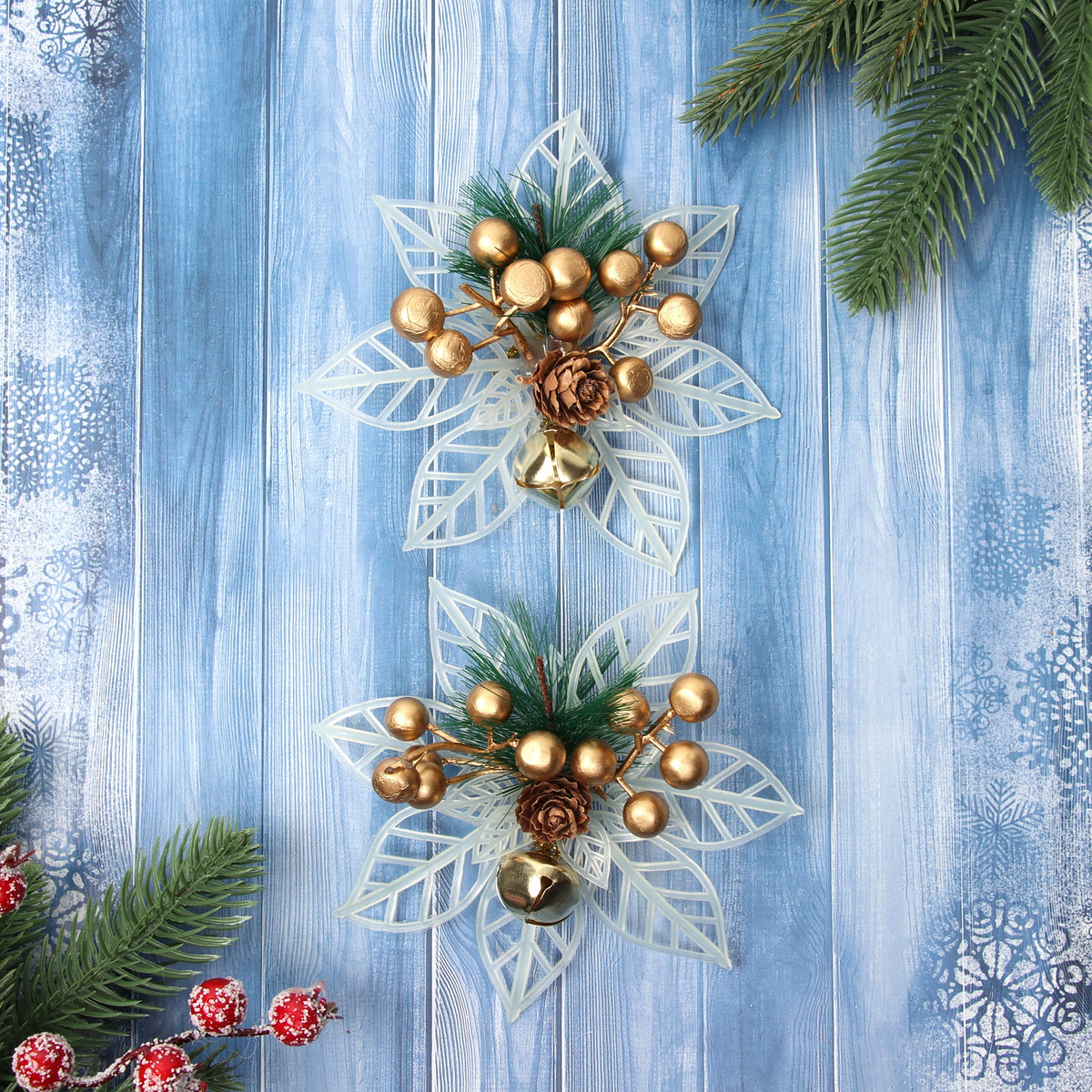 

Ёлочные игрушки 2 шт., Золотистый;прозрачный