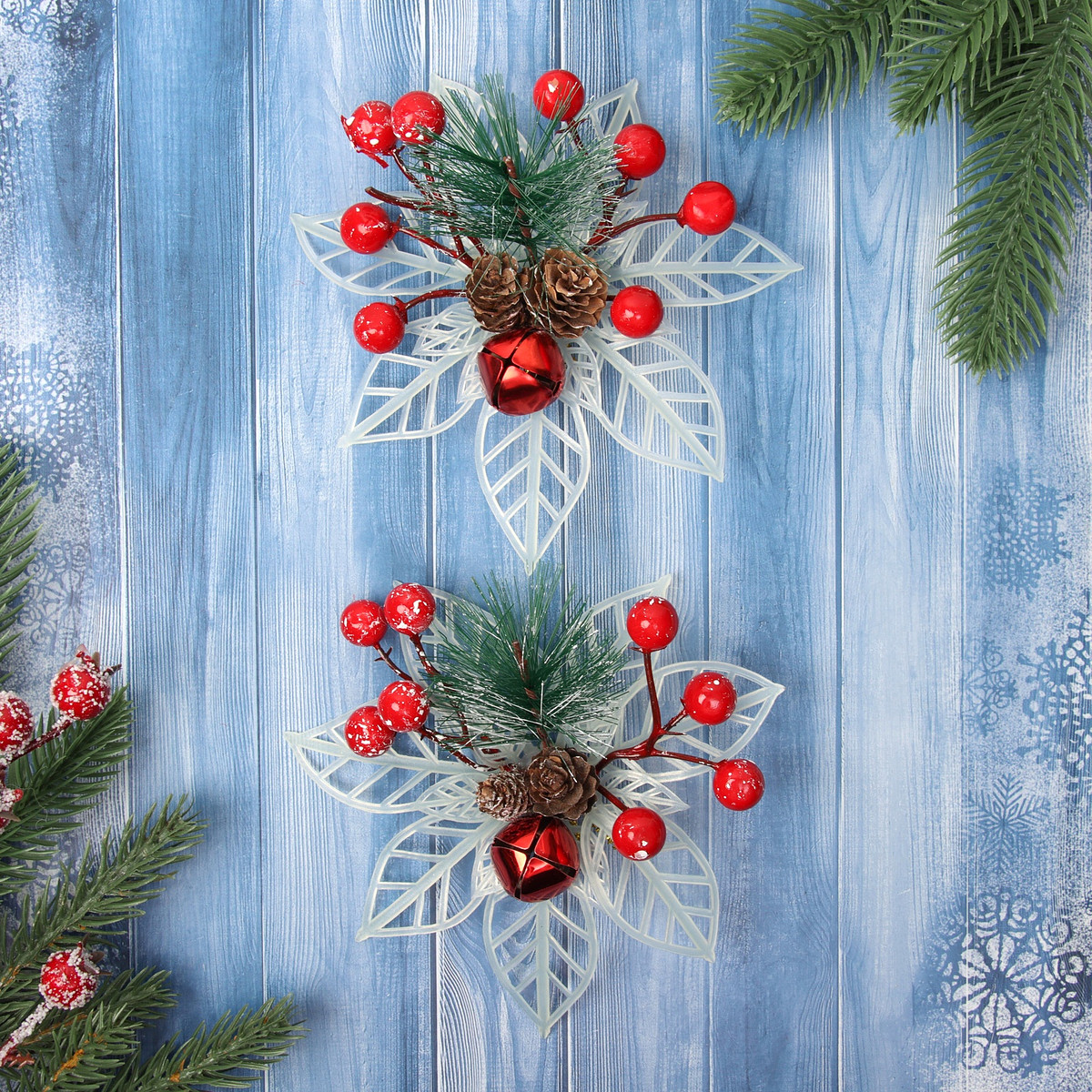 

Ёлочные игрушки 2 шт., Прозрачный;красный