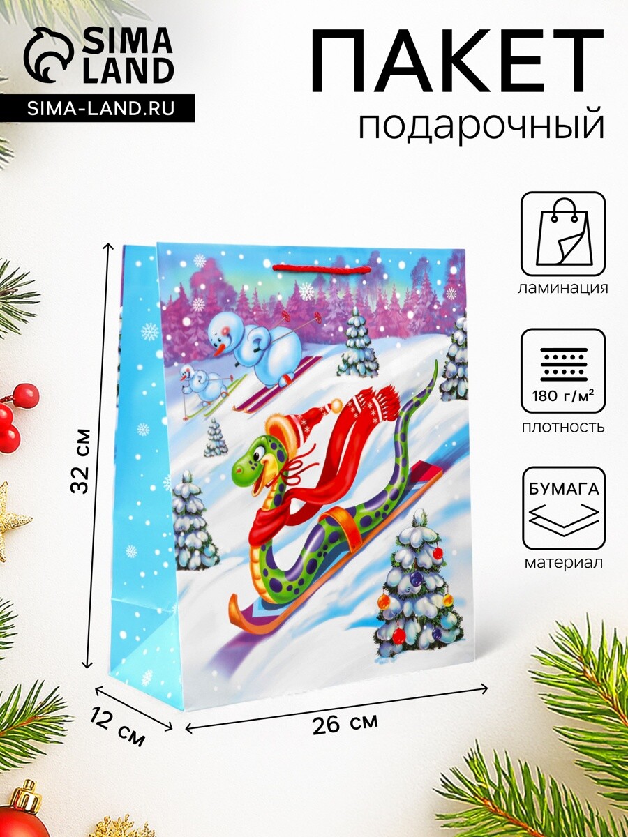 

Пакет новогодний подарочный ламинированный, Разноцветный