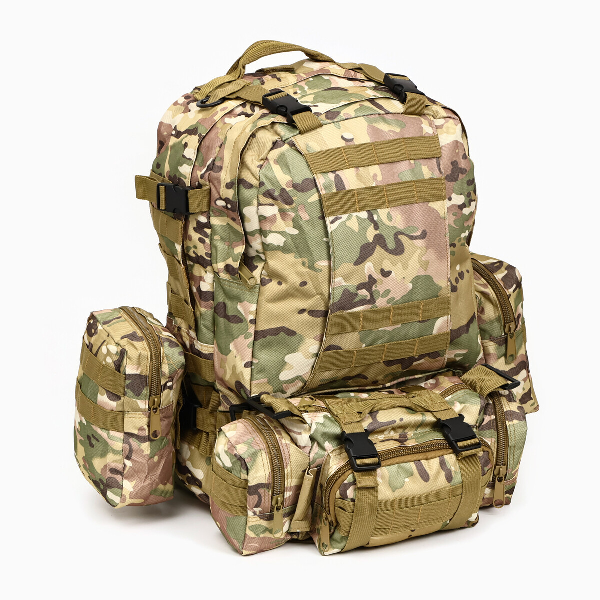 

Рюкзак тактический туристический storm tactic, 50 л, с карманами, расцветка мультикам, бежевый, Камуфляж;зеленый