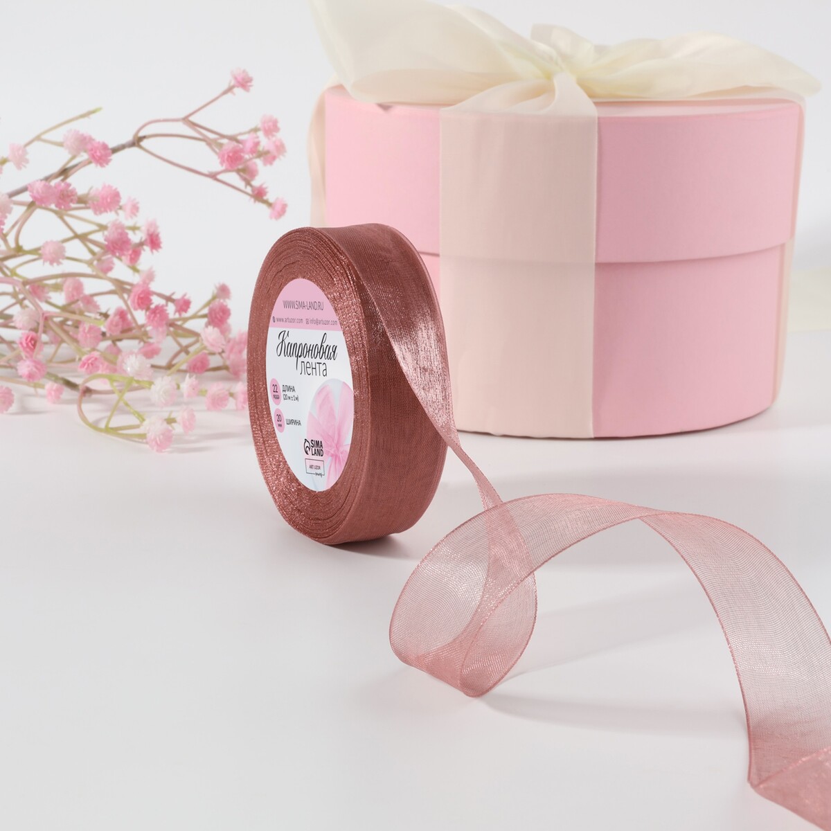 

Лента капроновая, 20 мм, 20 ± 1 м, цвет пудровый №171, Розовый
