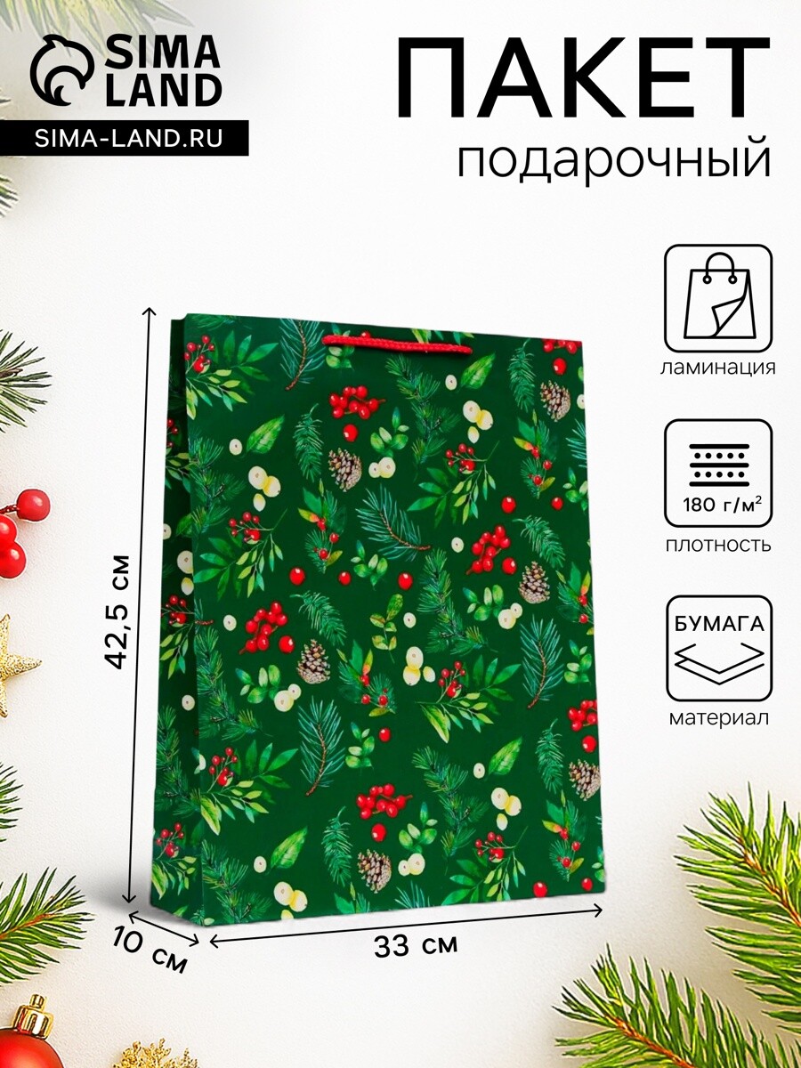 

Пакет подарочный новогодний ламинированный, Красный;зеленый;разноцветный