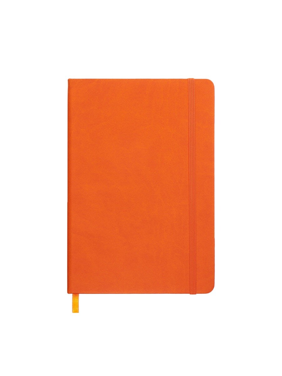 

Ежедневник недатированный a5, 140 листов в клетку, на резинке, кожзам, черный срез, оранжевый