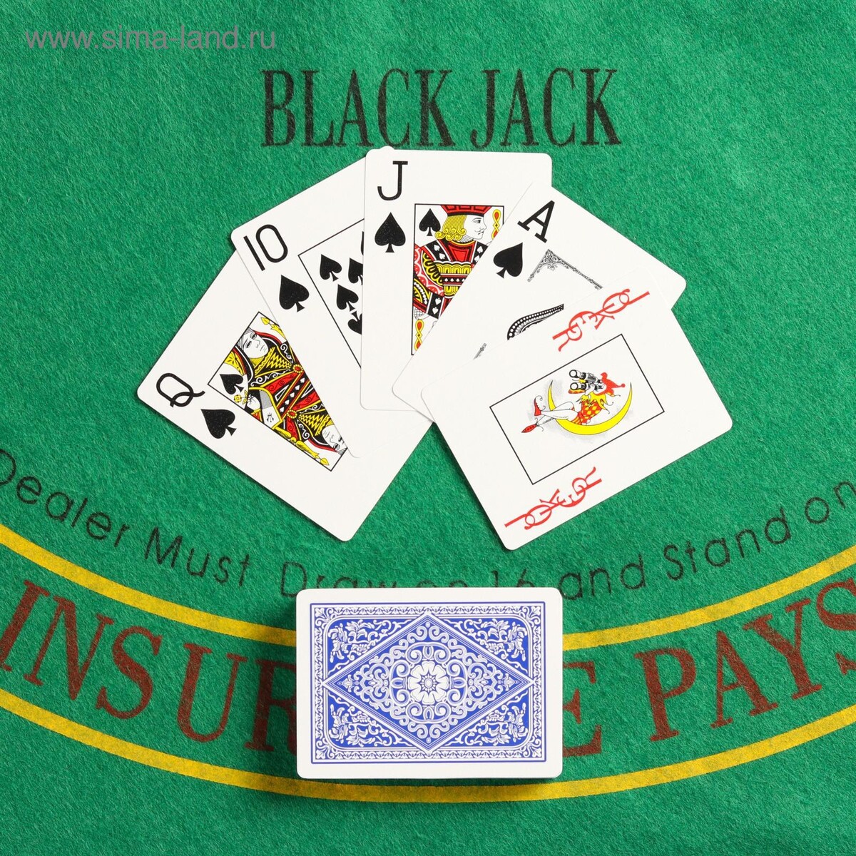 

Карты игральные пластиковые 54 шт, 28 мкм, 6.5 х 1.8 х 9 см, синяя рубашка