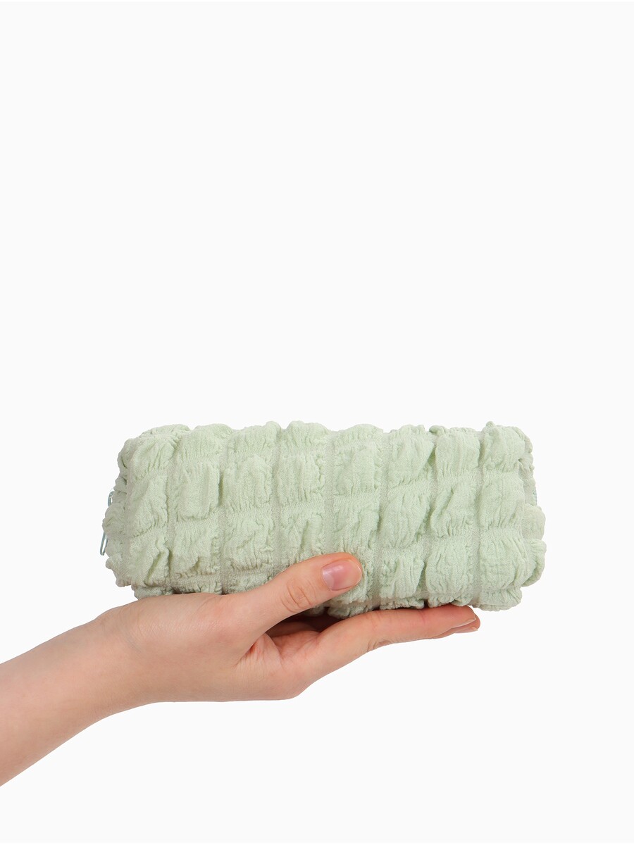 

Косметичка на молнии женская, с подкладкой, для косметики, лекарств, зеленая, Зеленый