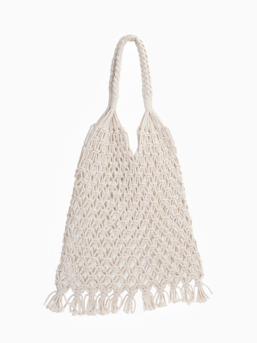 

Сумка-авоська плетеная, клетка 3.5 см, белая, Белый