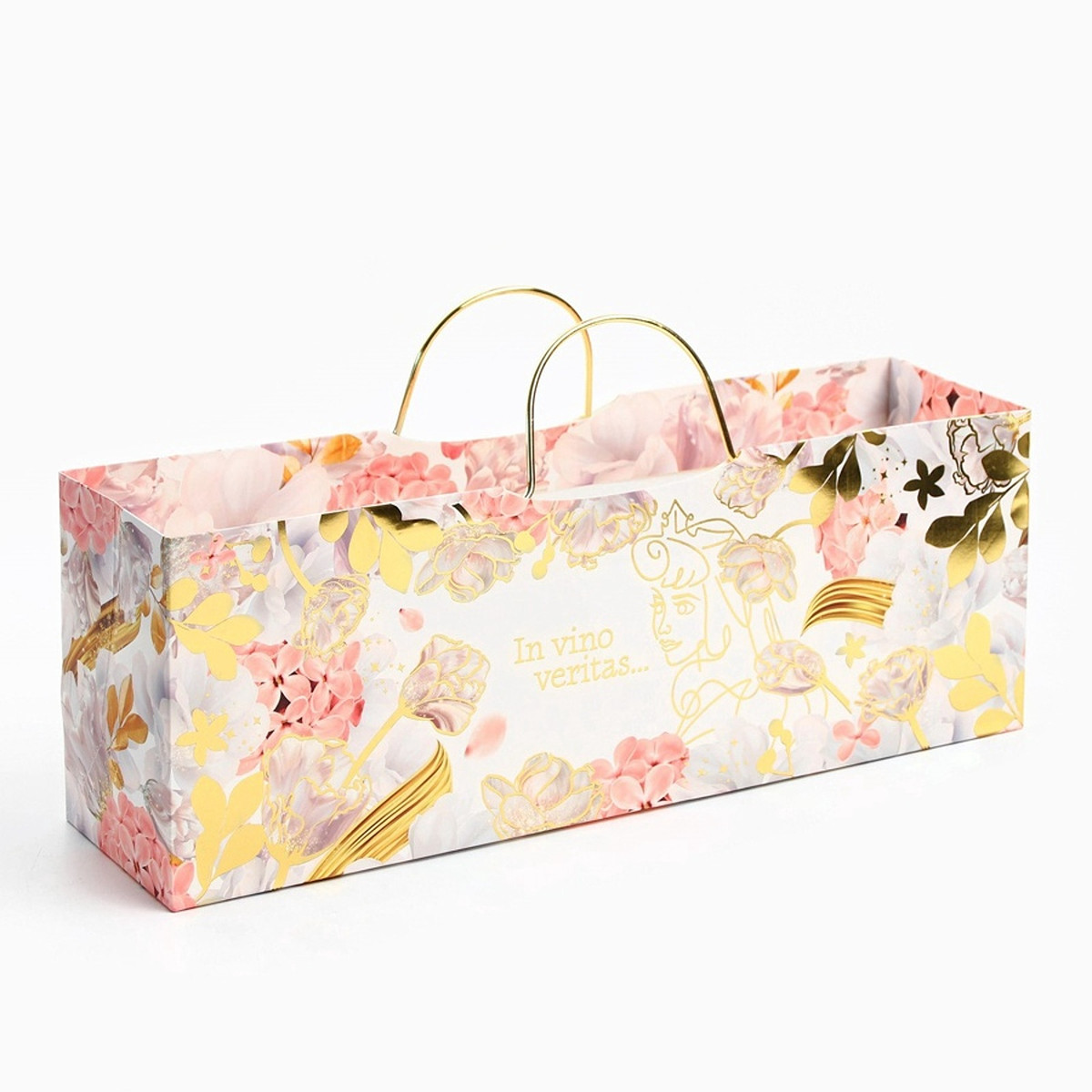 

Пакет подарочный под бутылку с тиснением, принцессы, 35.5×12.5×9 см, Белый