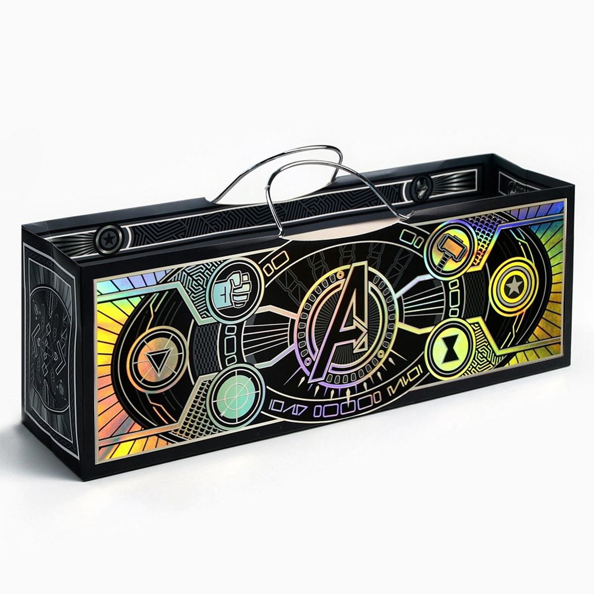 

Пакет подарочный под бутылку с тиснением, Черный