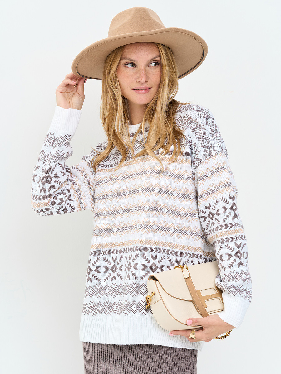 

Джемпер, Белый;белый/теплый серо-коричневый/латте