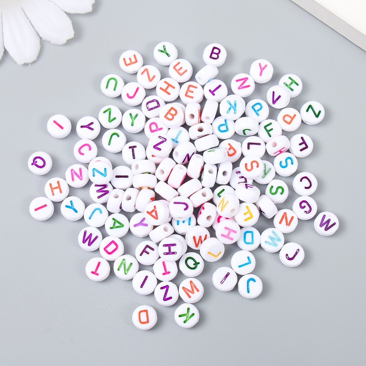 

Бусины для творчества пластик, Разноцветный;белый