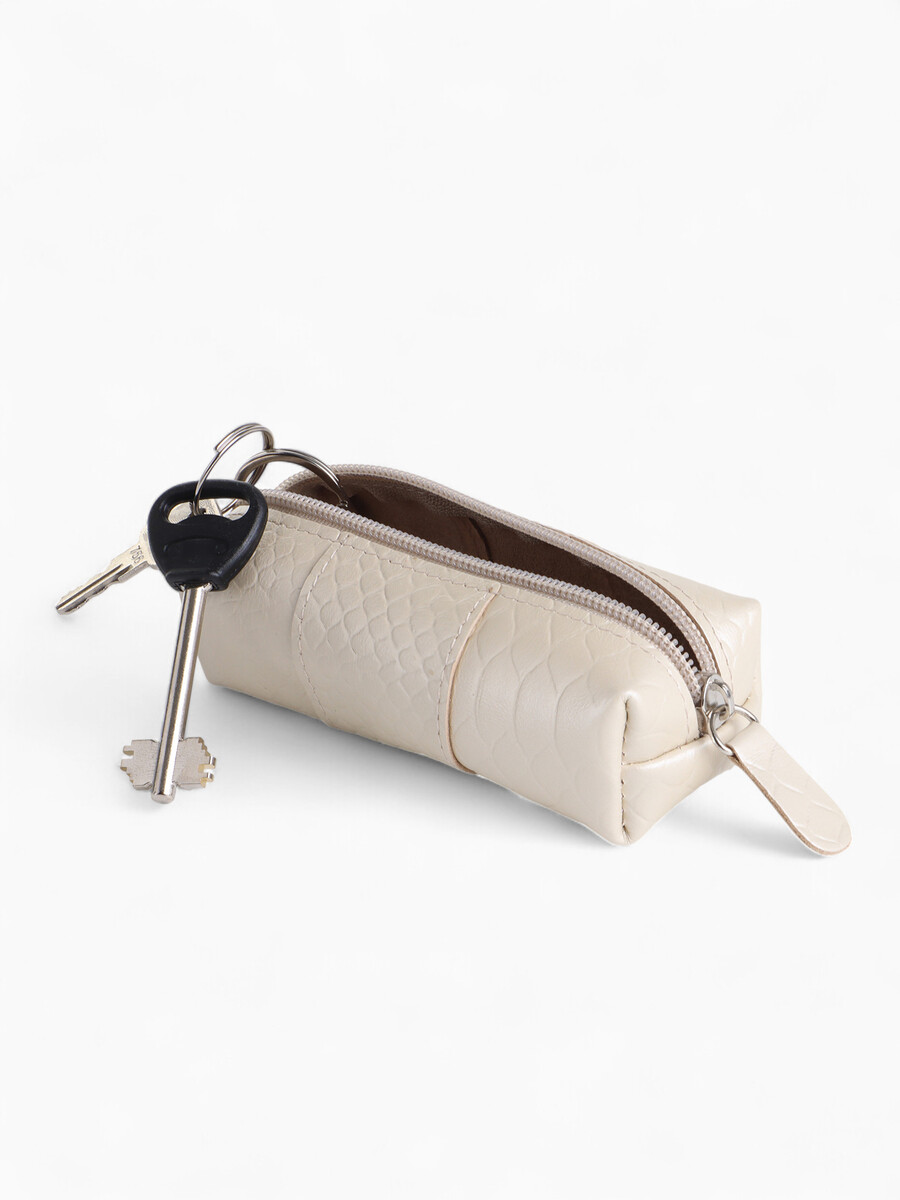 

Ключница карманная textura на молнии, с кольцом, размер 12.5×4.5×3.5 см, молочная, Белый