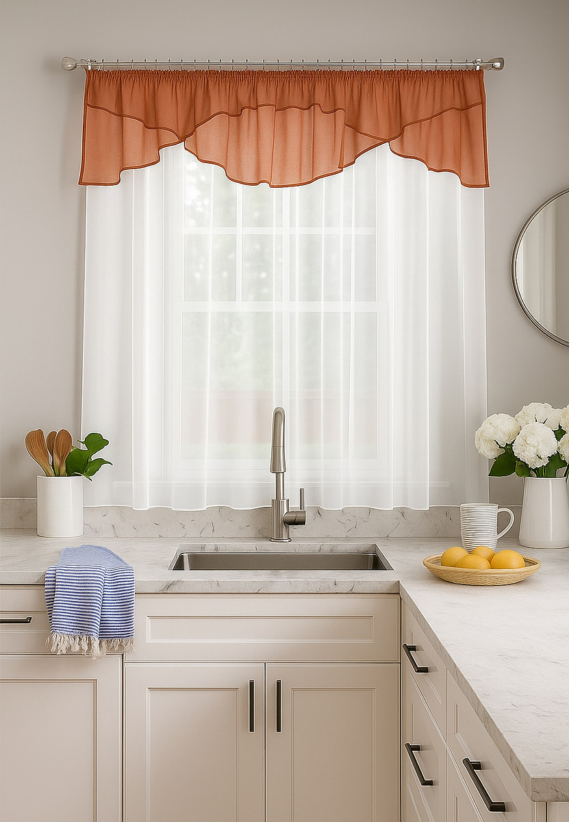 

Штора для кухни Соблазн коричневый, Белый;коричневый