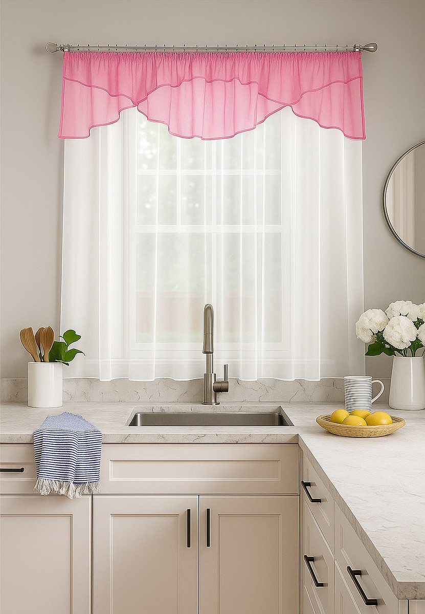

Штора для кухни Соблазн розовый, Белый;розовый