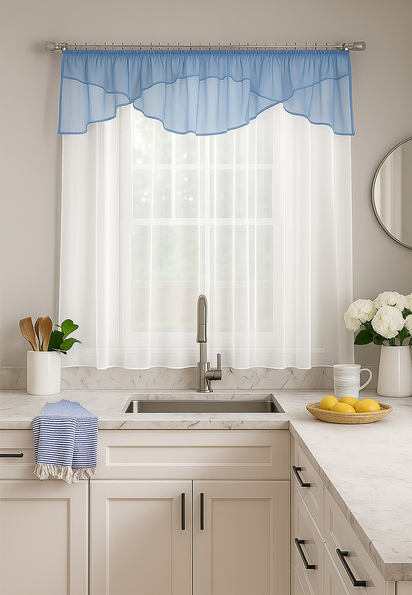 

Штора для кухни Соблазн голубой, Белый;голубой