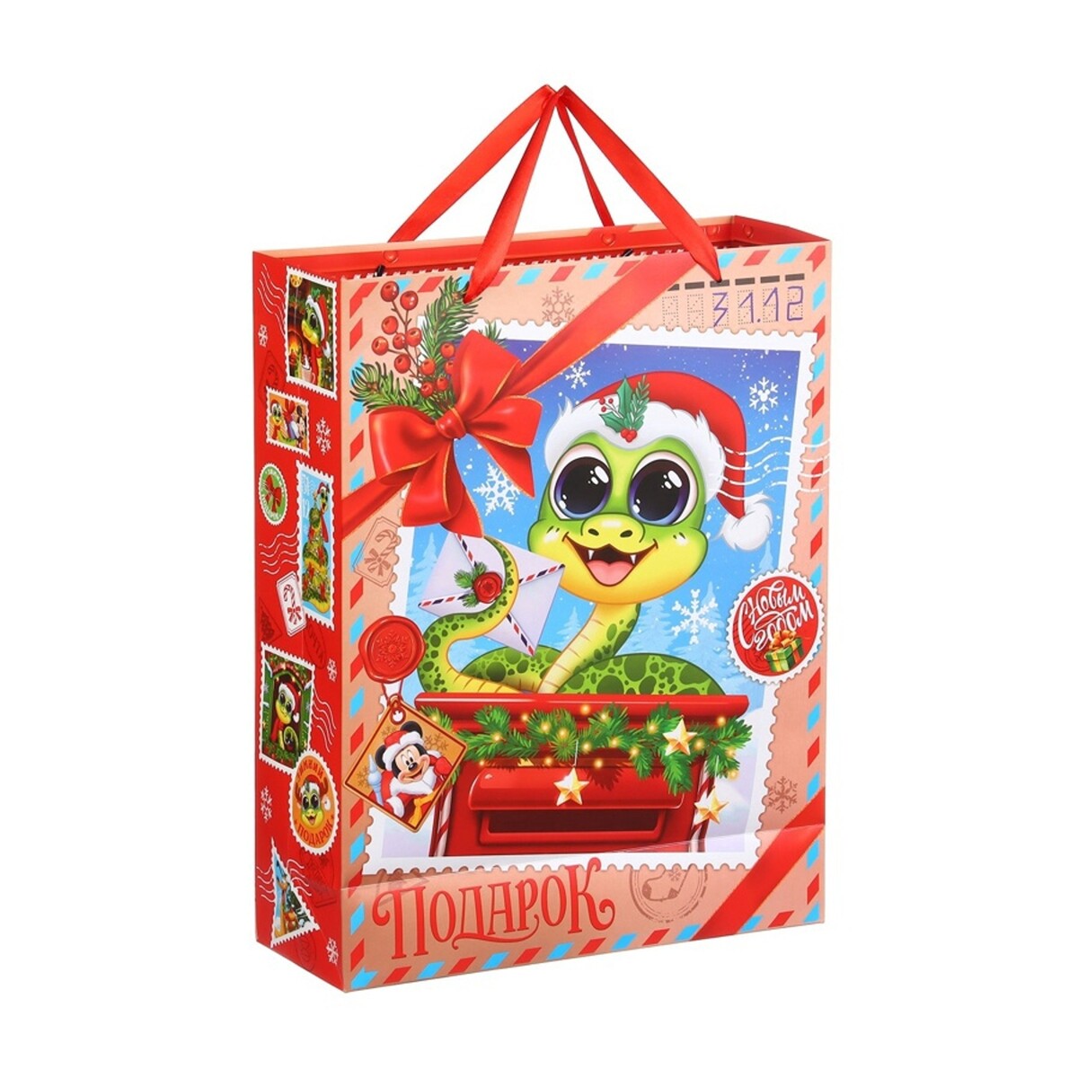 

Пакет подарочный новогодний, Красный