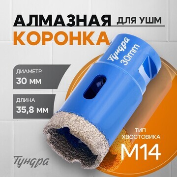 Коронка алмазная тундра, для ушм, 30 х 3